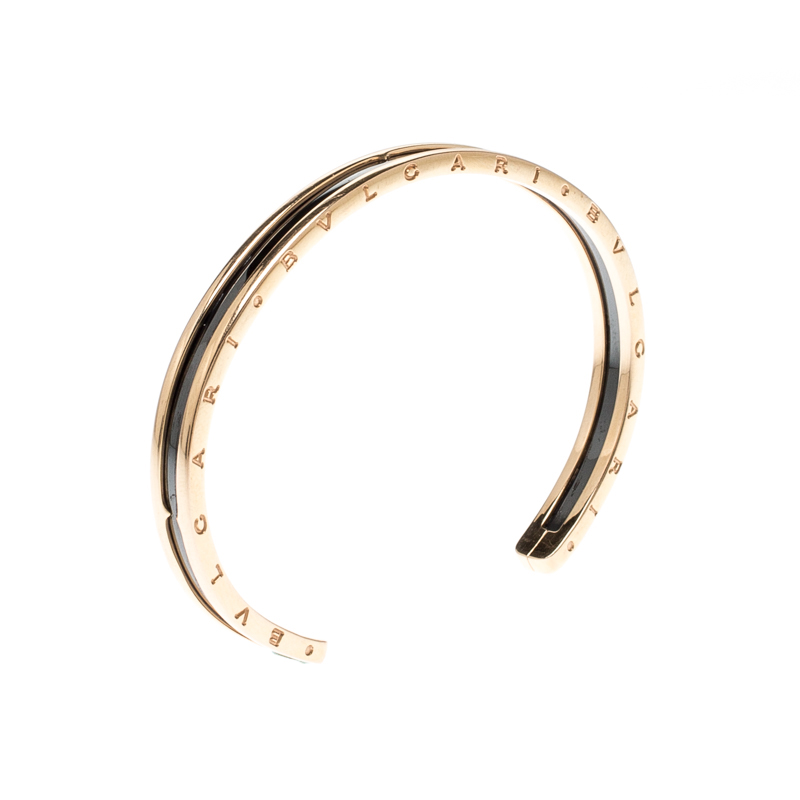 

Bvlgari B.Zero1 Carbon Coated Steel 18k Rose Gold Open Cuff Bracelet