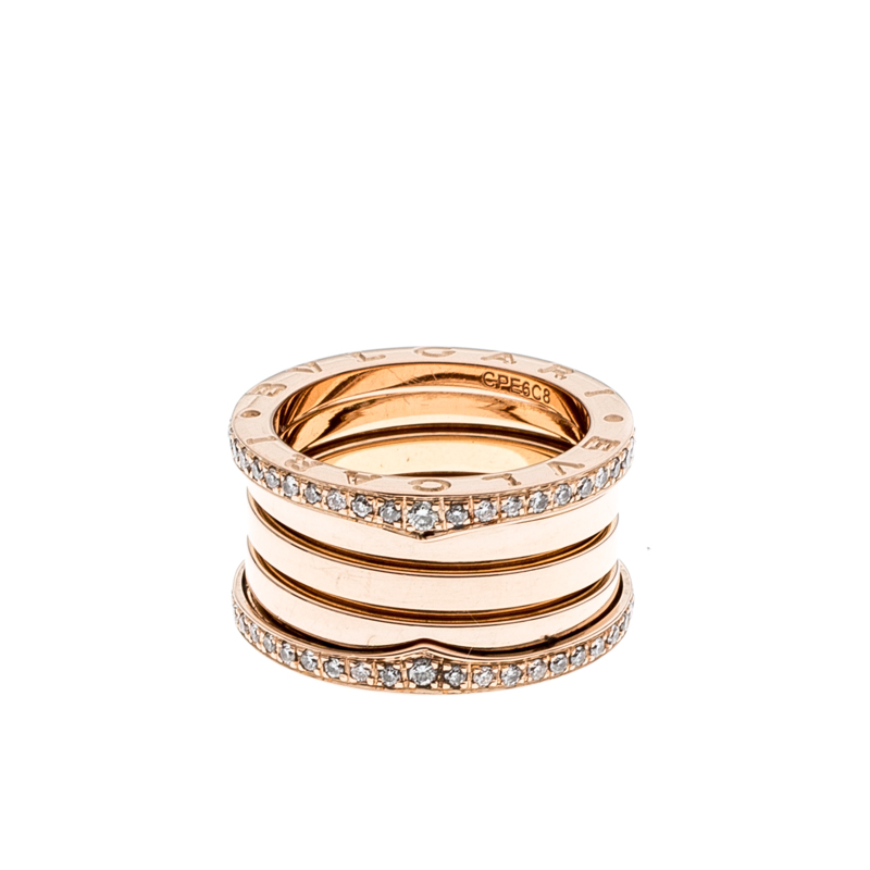 

Bvlgari B.Zero1 Diamond 18k Rose Gold Four Band Ring Size