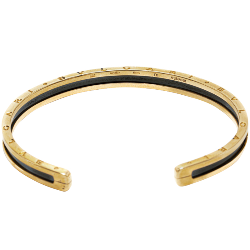 

Bvlgari 18K Rose Gold B Zero Cuff & Black Coated Steel Bracelet
