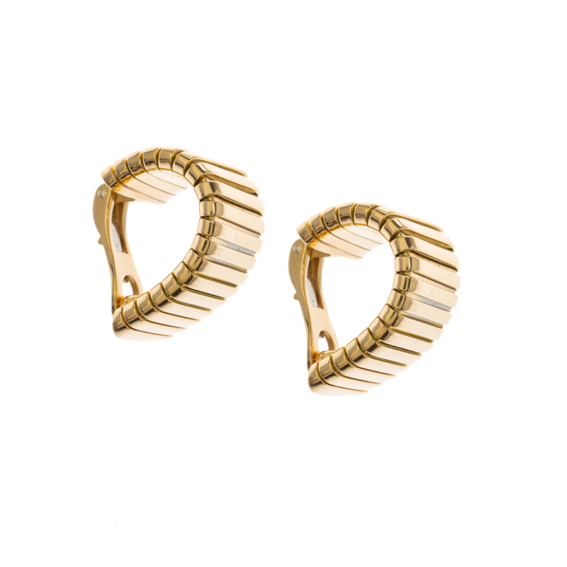 

Bvlgari Tubogas 18k Yellow Gold Clip-on J Hoop Earrings