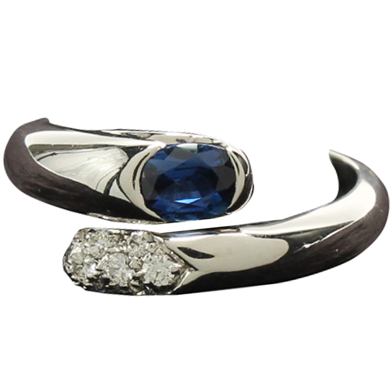 

Bvlgari Blue Sapphire Diamond 18K White Gold Ring Size