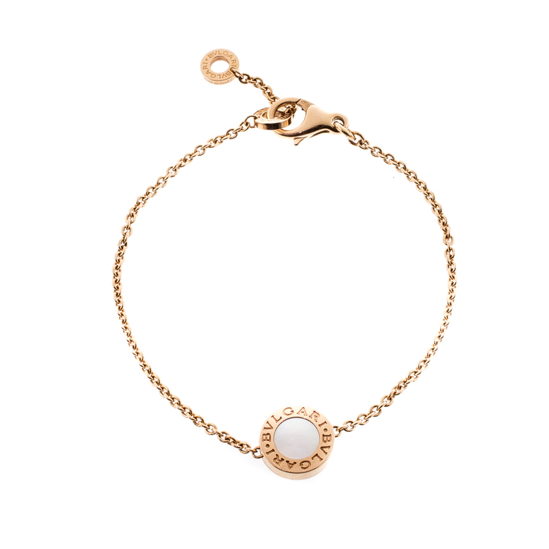 Bvlgari Carnelian Mother of Pearl  18K Rose Gold Round Bracelet SM