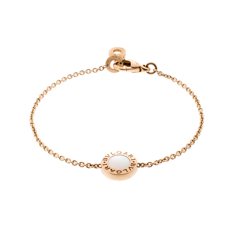

Bvlgari Carnelian Mother of Pearl 18K Rose Gold Round Bracelet SM