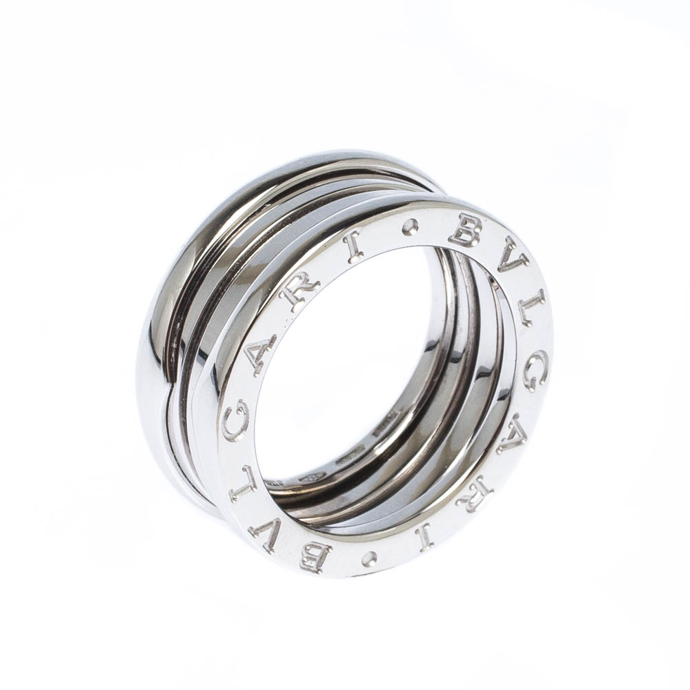 Pre Owned Bvlgari B.Zero1 3-Band 18k White Gold Ring Size 52