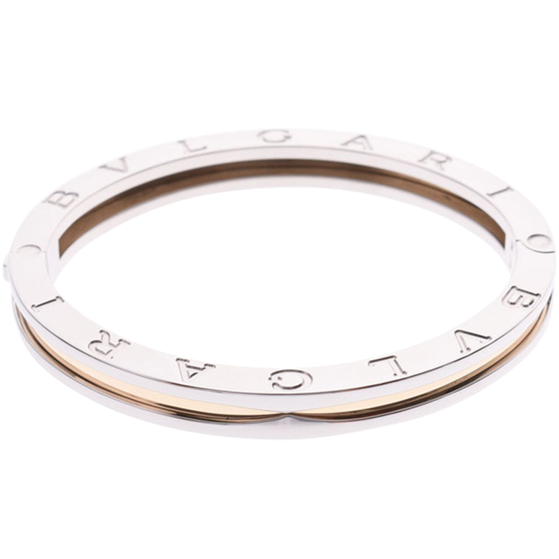 

Bvlgari B.Zero1 Stainless Steel & 18K Yellow Gold Oval Bangle Bracelet, Silver