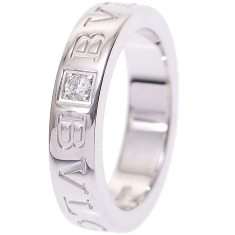 Pre Owned Bvlgari Diamond And 18K White Gold Band Ring Size 46