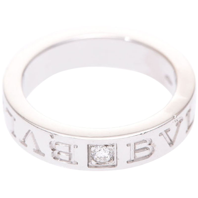 

Bvlgari Diamond And 18K White Gold Band Ring Size, Silver