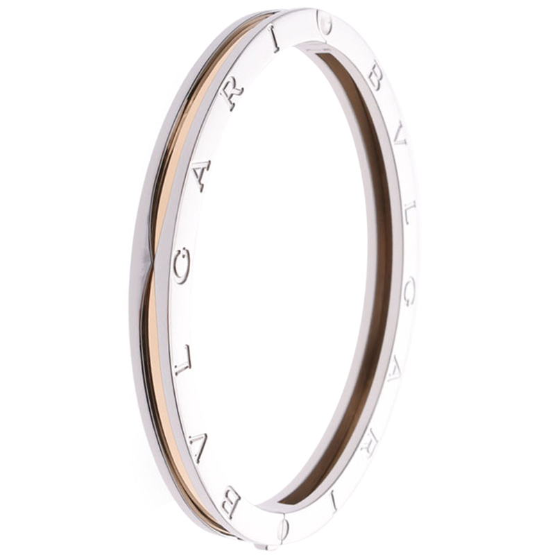 

Bvlgari B.Zero1 Stainless Steel & 18K Yellow Gold Oval Bangle Bracelet, Silver