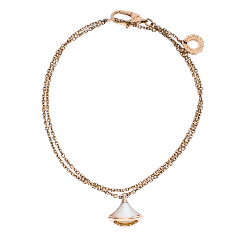 Pre Owned Bvlgari Divas' Dream Mother of Pearl 18K Rose Gold Chain Bracelet
