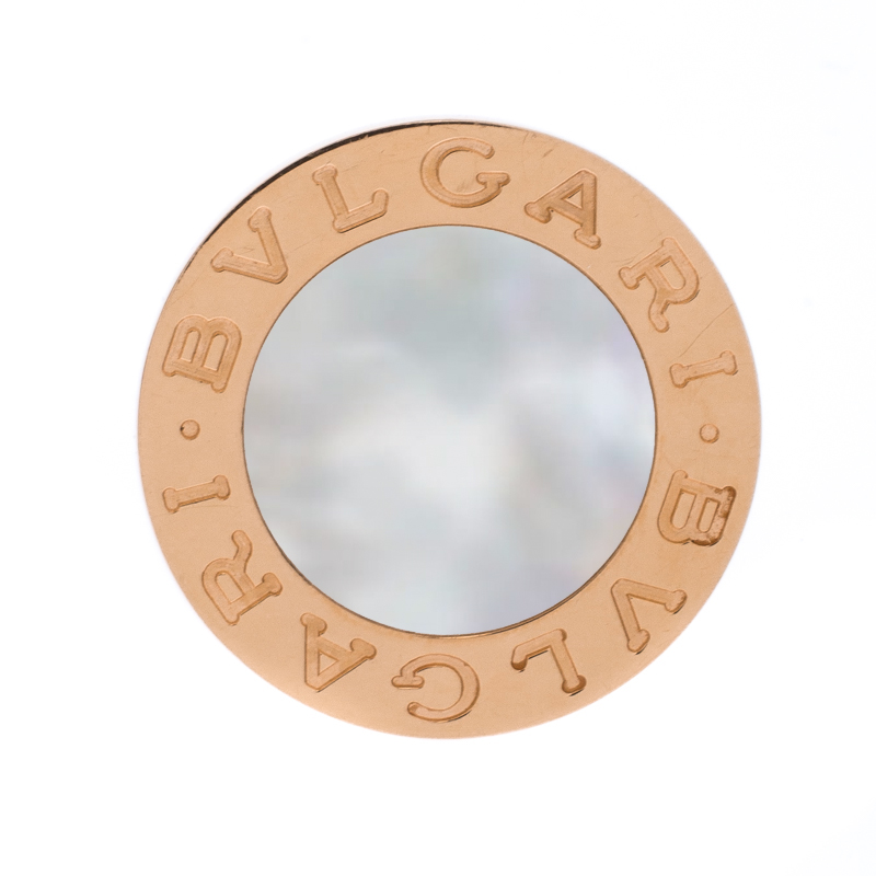 

Bvlgari Mother of Pearl Inlay 18k Rose Gold Circular Ring Size