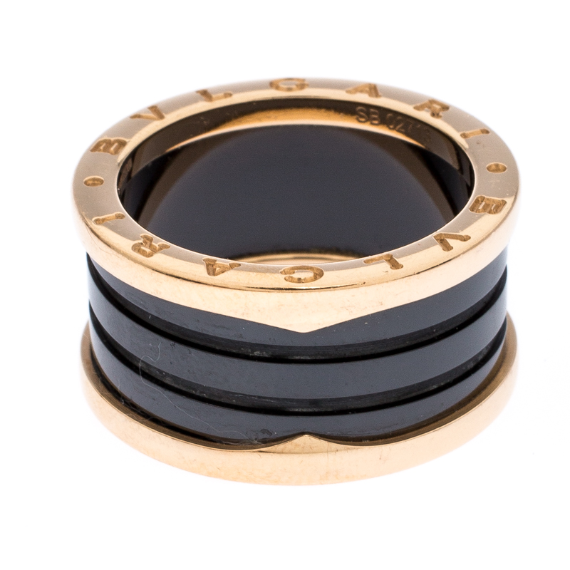 

Bvlgari B.Zero1 Black Ceramic 18K Rose Gold 4-Band Ring Size