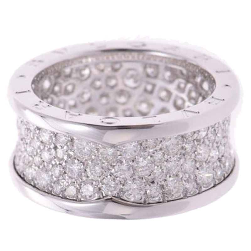 

Bvlgari B-Zero1 Pave Diamonds 18K White Gold Band Ring Size, Silver