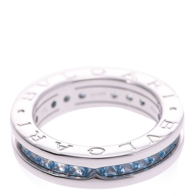 

Bvlgari B.Zero1 18k White Gold And Blue Topaz Band Ring Size