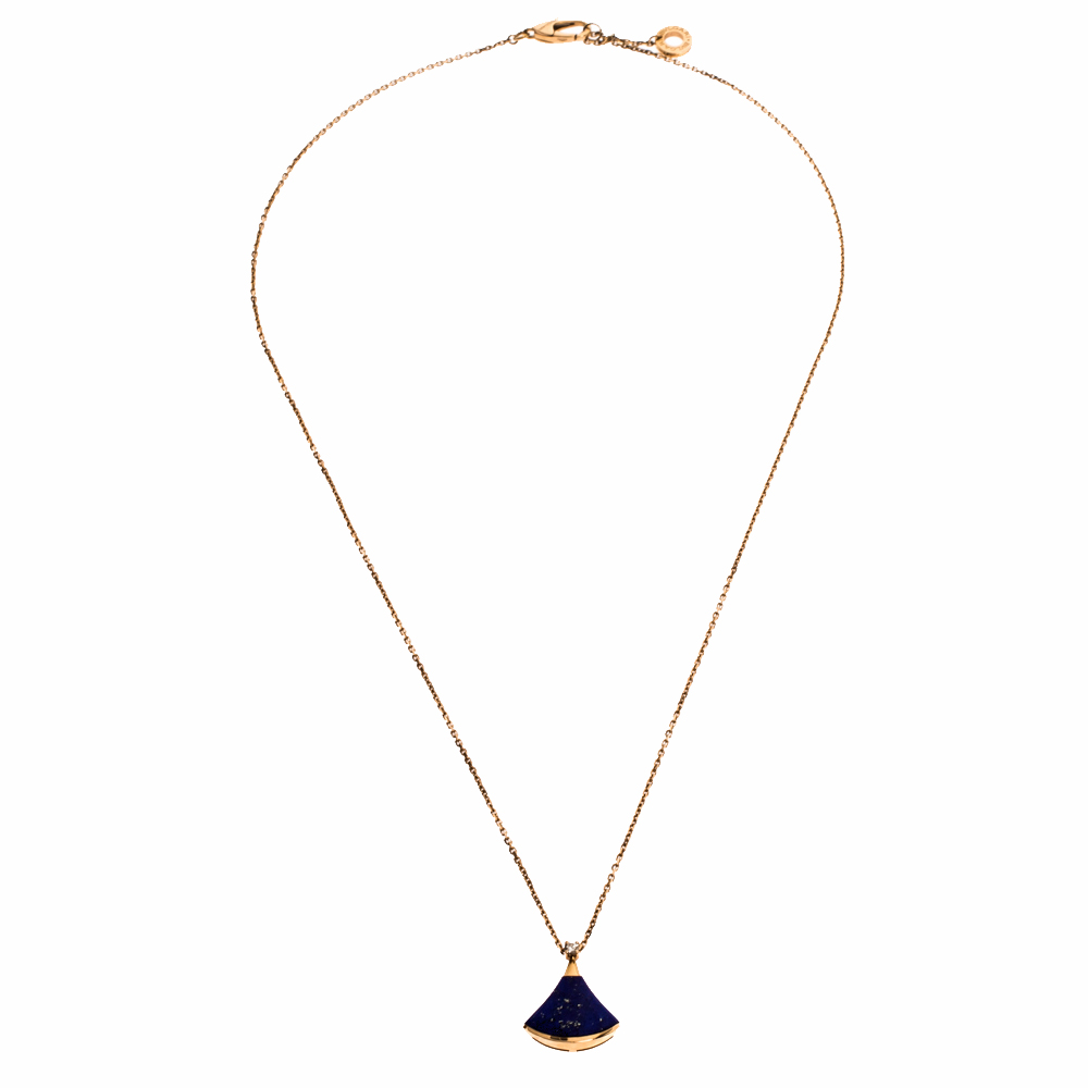 

Bvlgari Divas' Dream Diamond Lapis Lazuli 18K Rose Gold Pendant Necklace