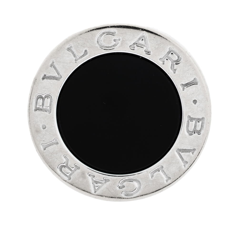 

Bvlgari Onyx Inlay 18k White Gold Circular Ring Size