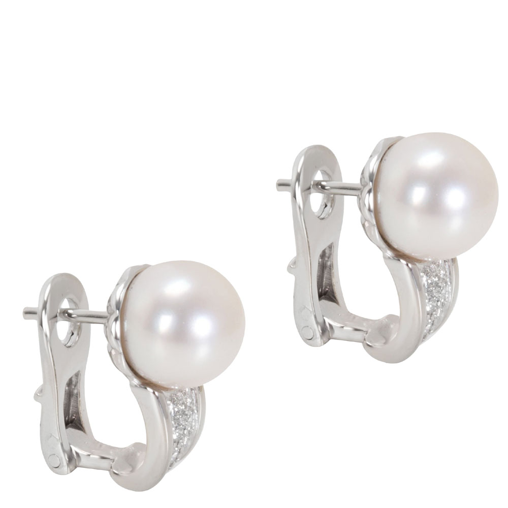 

Bvlgari 18K White Gold Pearl & Diamond Earrings