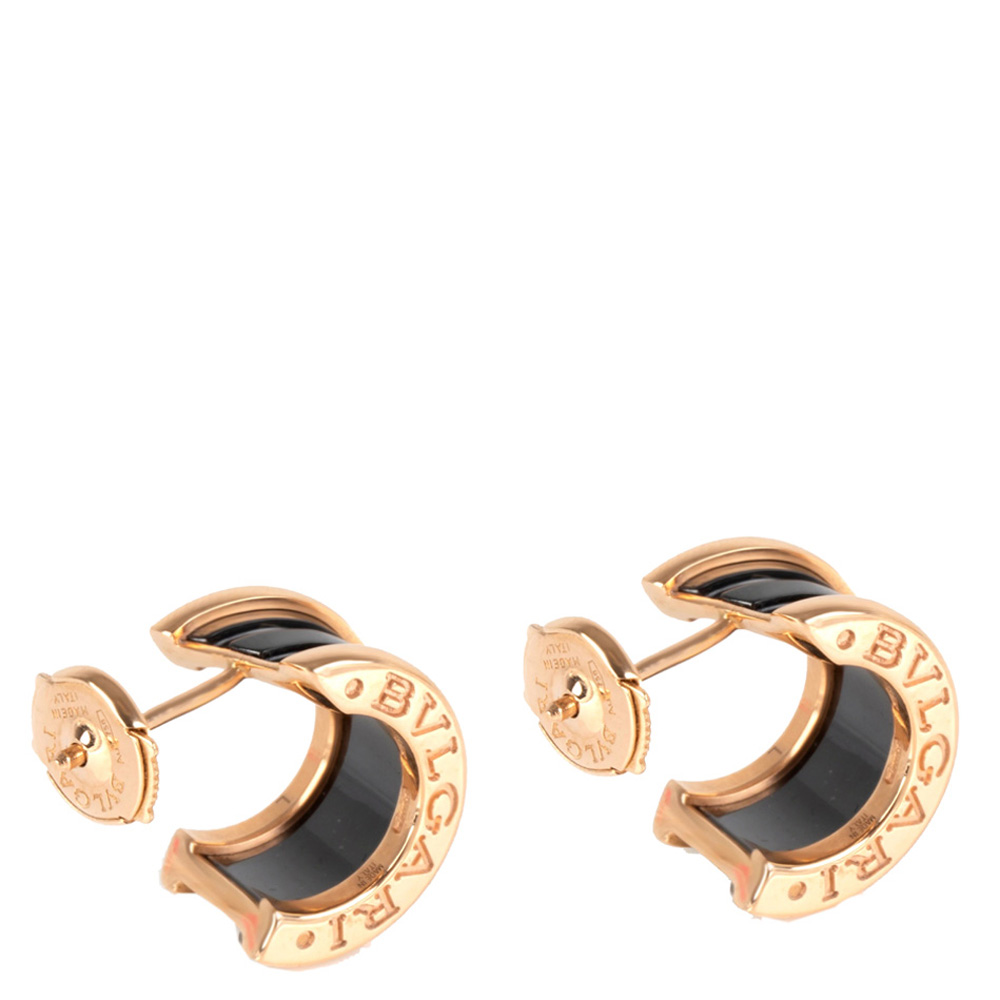 

Bvlgari 18K Rose Gold Black Ceramic B.zero1 Hoop Earrings
