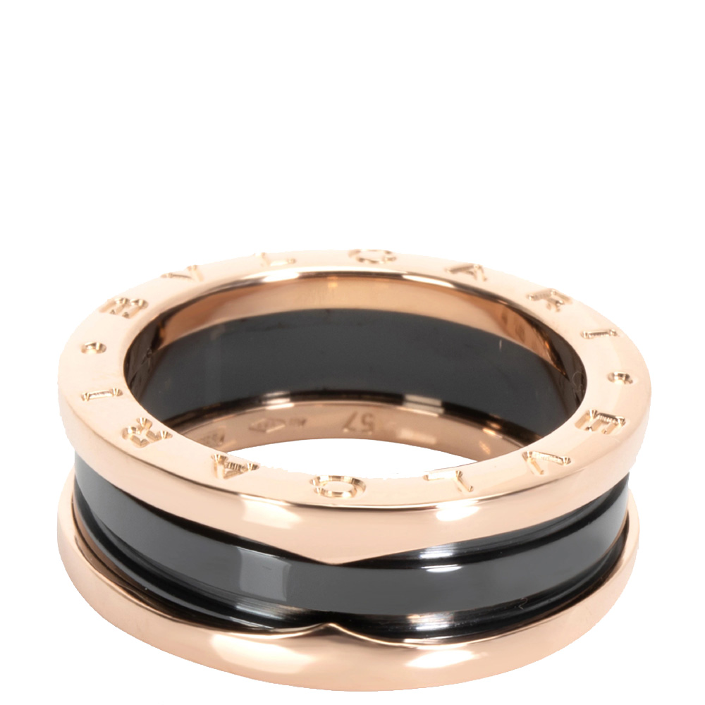 

Bvlgari 18K Rose Gold Black Enamel B.zero1 Ring Size