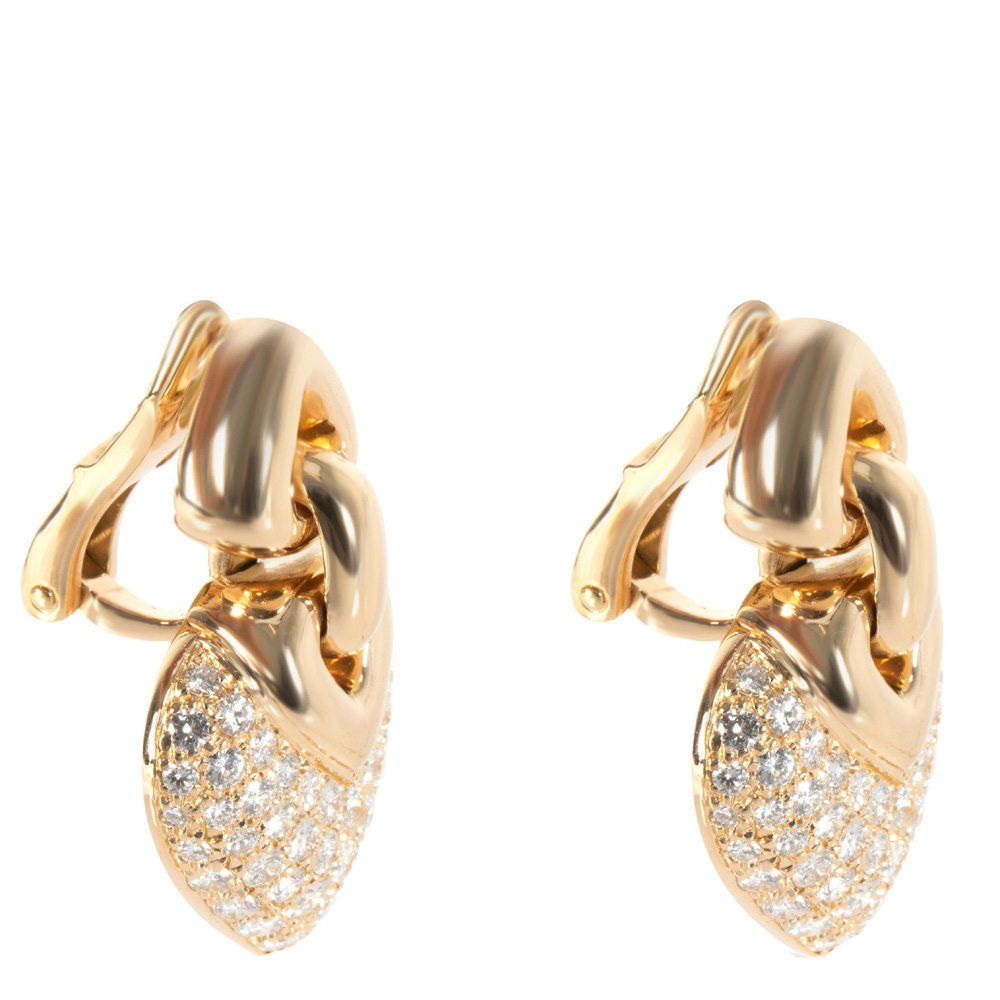 

Bvlgari 18K Yellow Gold Diamond Doppio Cuore Drop Earrings