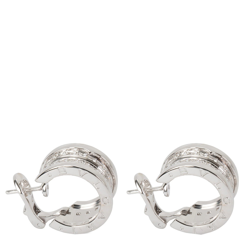 

Bvlgari 18K White Gold Diamond B.zero1 Hoop Earrings