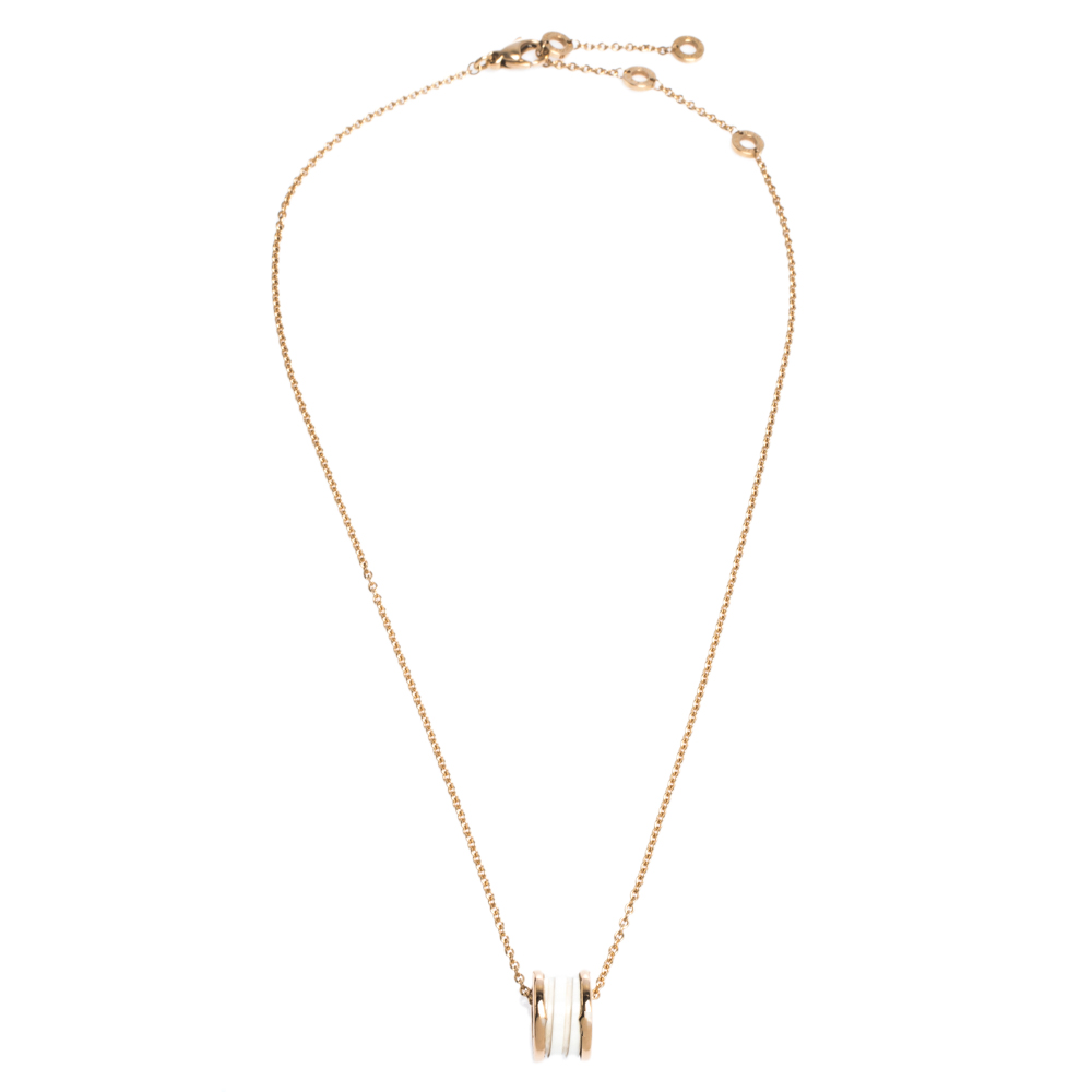 

Bvlgari B.Zero1 White Ceramic 18K Rose Gold Pendant Necklace