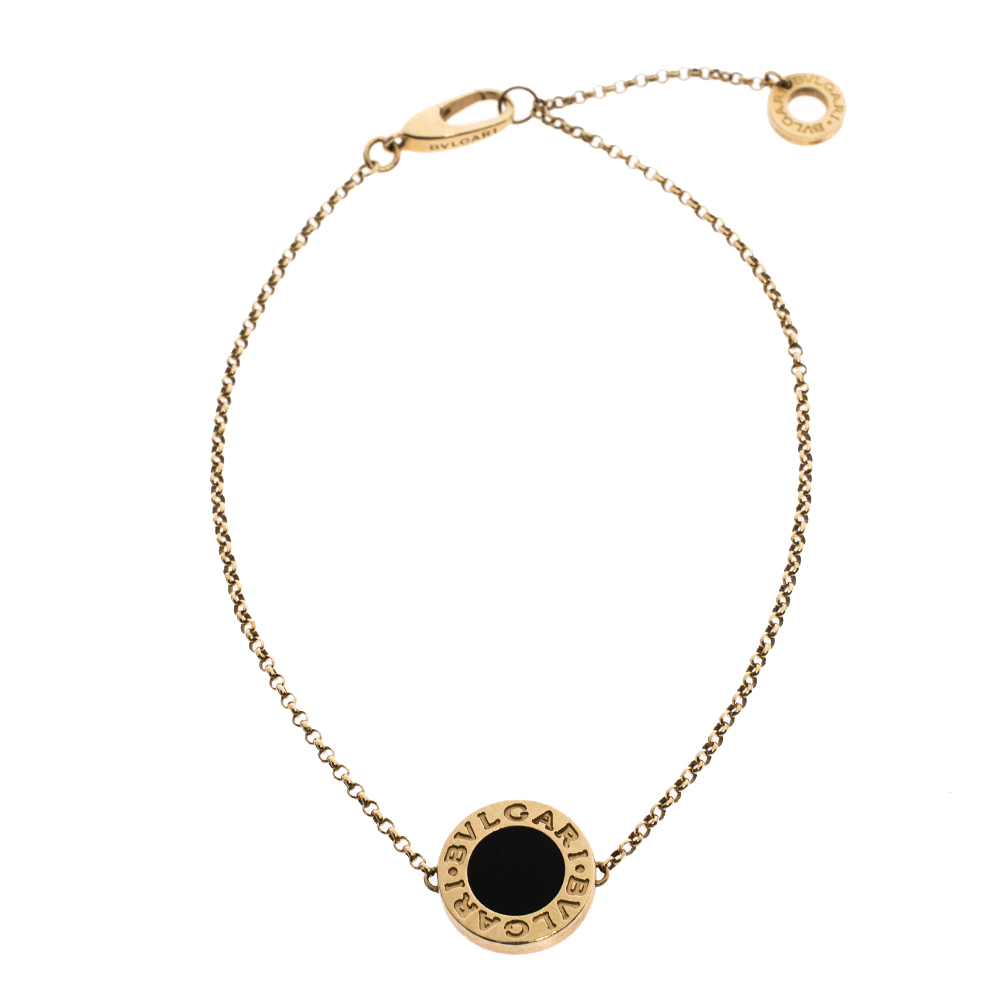 Pre Owned Bvlgari Onyx 18K Yellow Gold Bracelet ML