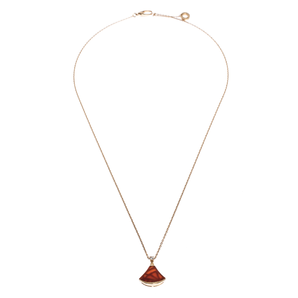 

Bvlgari Divas' Dream Carnelian Diamond 18K Rose Gold Pendant Necklace
