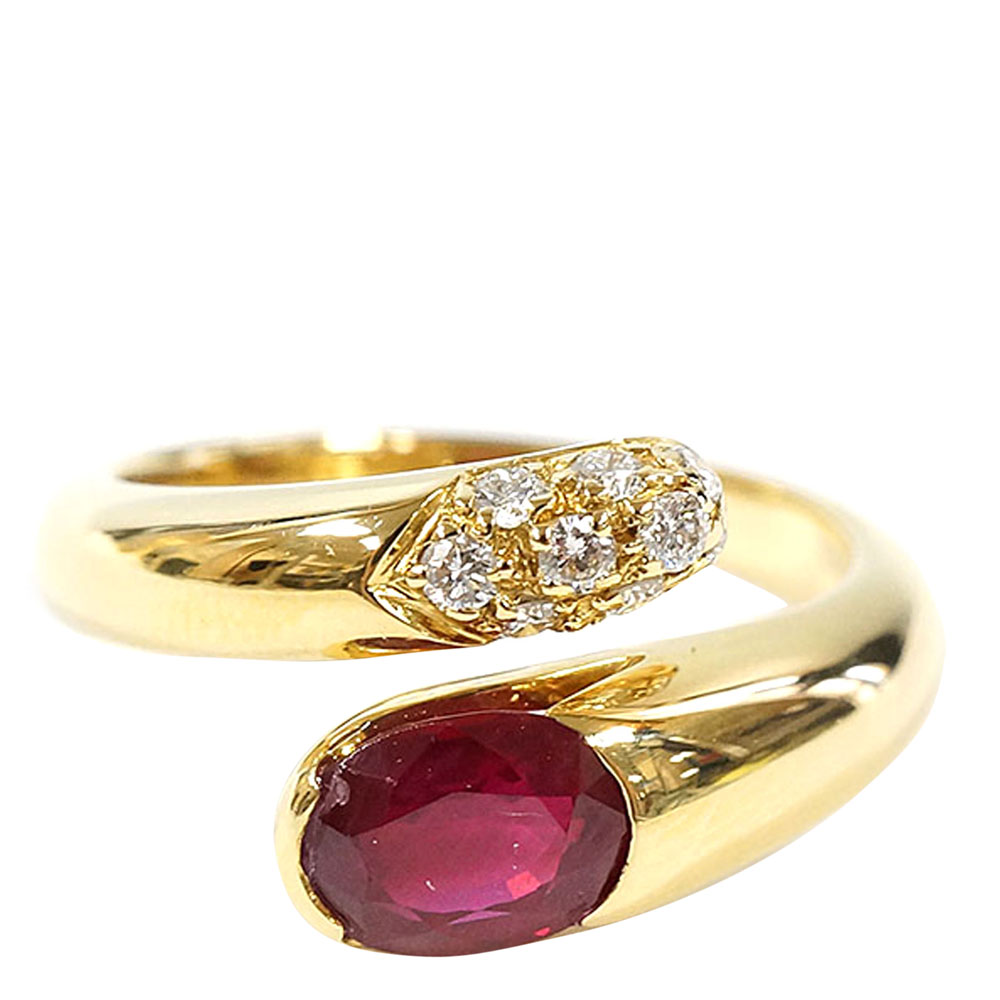 

Bvlgari Astrea 18K Yellow Gold Diamond and Ruby Ring Size