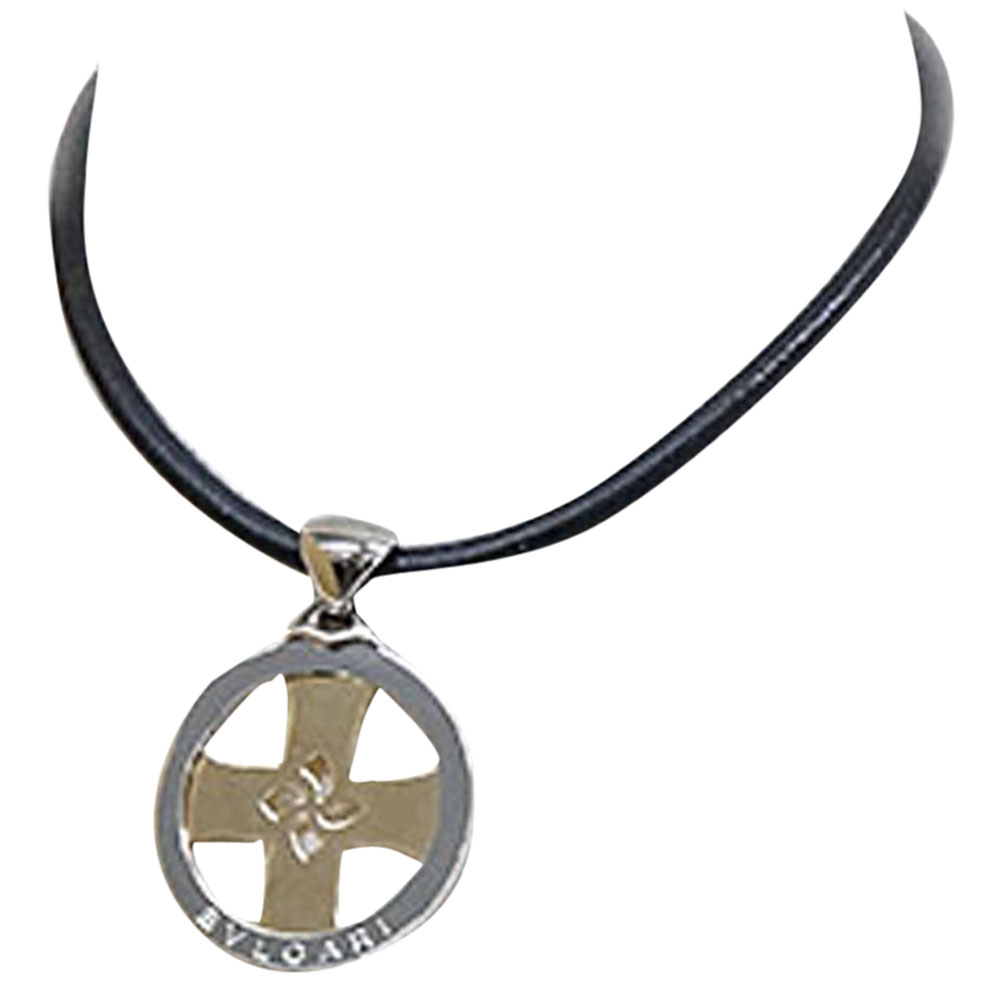 

Bvlgari Tondo Cross 18K Yellow Gold and Stainless Steel Pendant Necklace