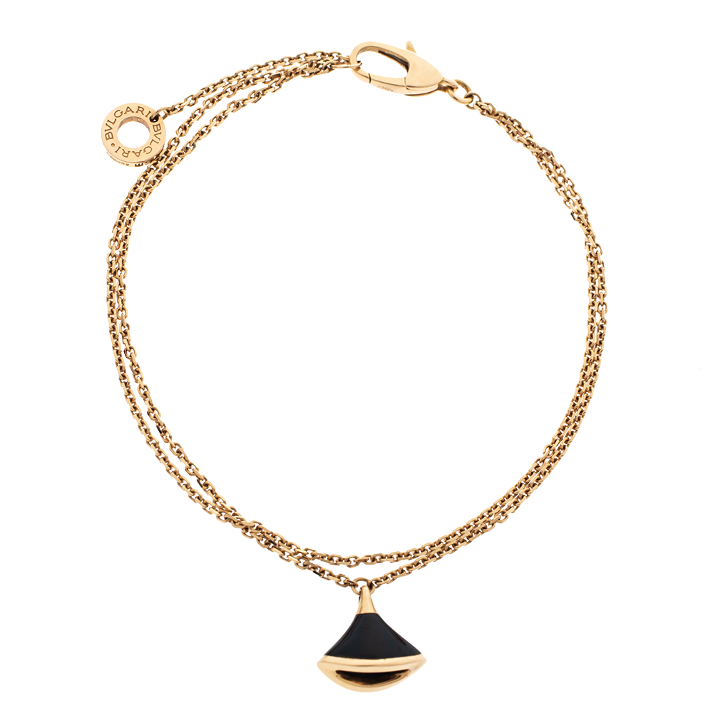 Pre Owned Bvlgari Divas' Dream Onyx 18K Rose Gold Bracelet SM
