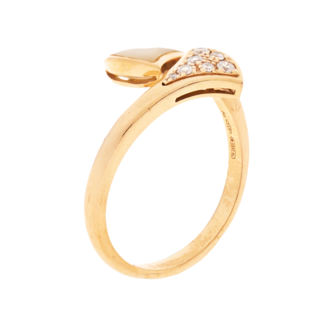 Bvlgari Divas' Dream Diamond Mother of Pearl 18K Rose Gold Ring Size 55