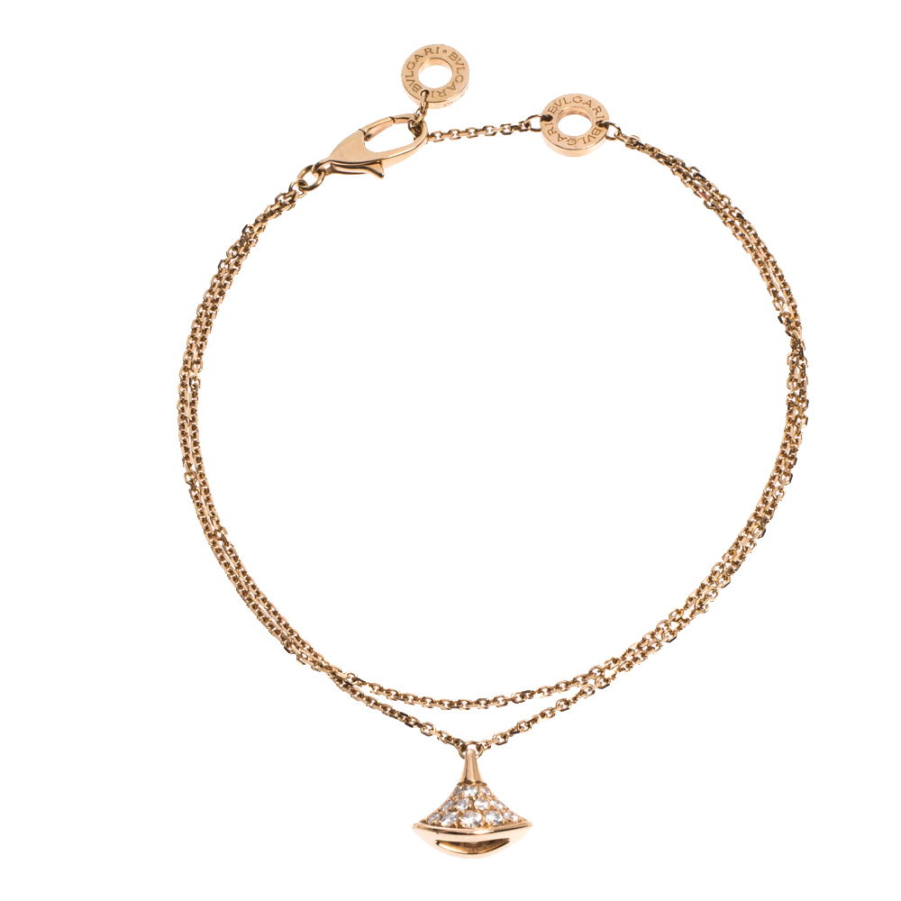 Bvlgari Divas' Dream Pavè Diamond 18K Rose Gold Charm Bracelet