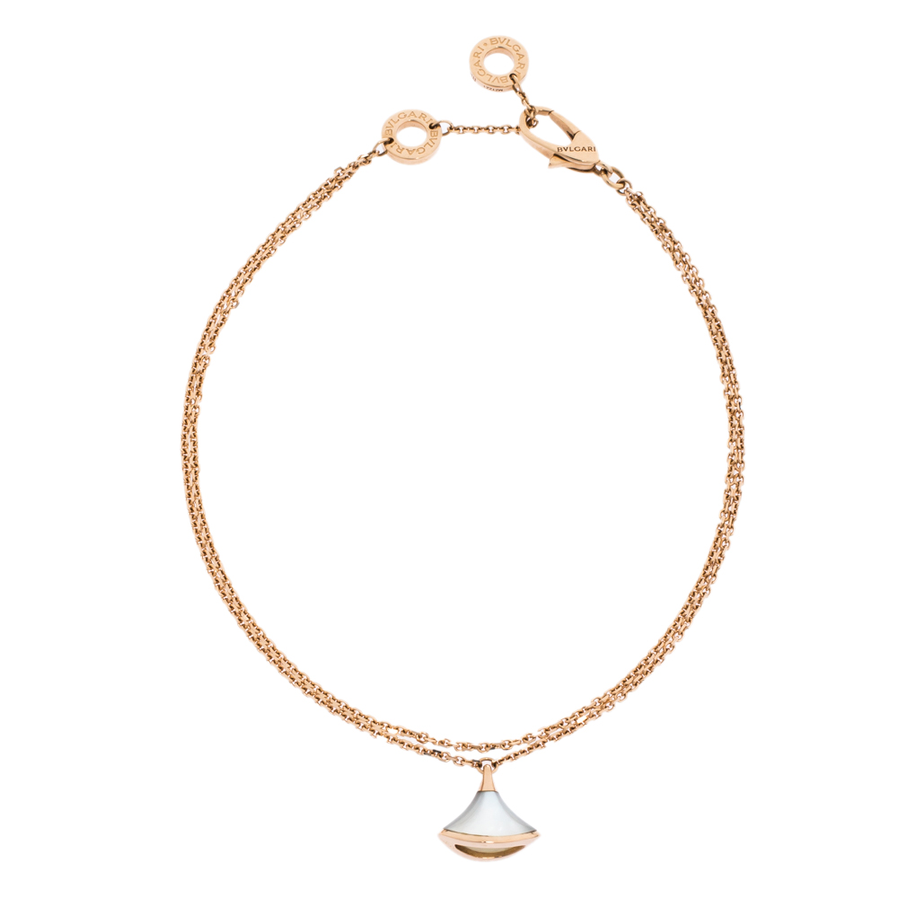 Pre Owned Bvlgari Divas' Dream Mother of Pearl 18K Rose Gold Bracelet ML