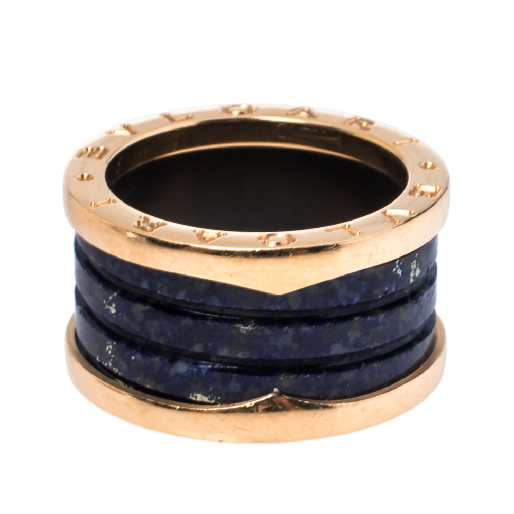

Bvlgari B.Zero1 Lapis Lazuli 18K Rose Gold 4-Band Ring Size