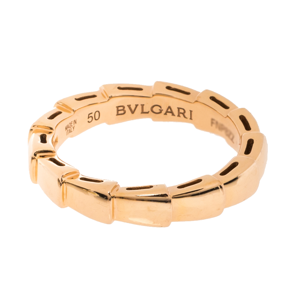 

Bvlgari Serpenti Viper 18K Rose Gold Wedding Band Ring Size