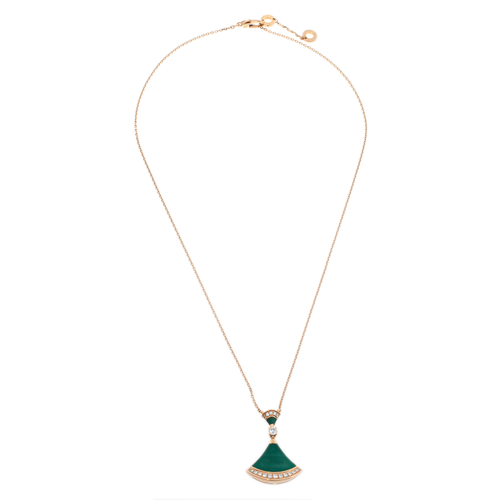 

Bvlgari Divas' Dream Malachite & Diamond 18K Rose Gold Pendant Necklace