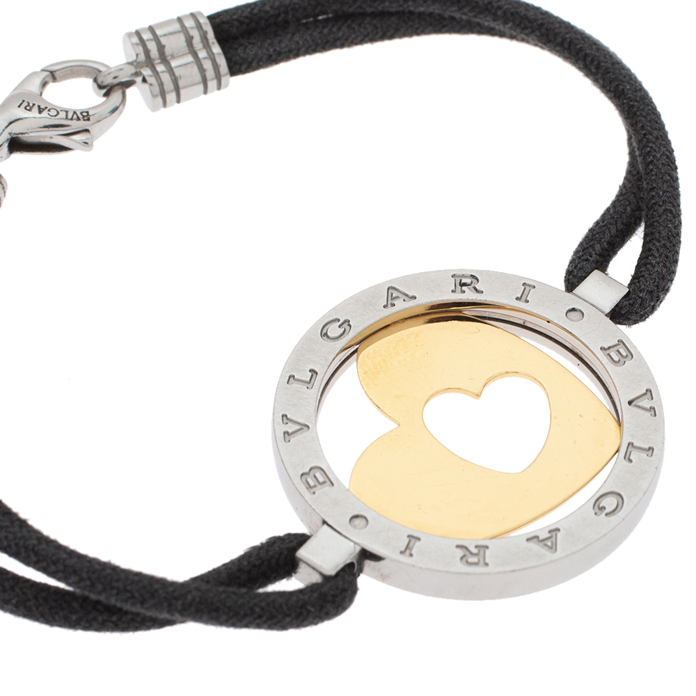 

Bvlgari Tondo Heart 18K Yellow Gold & Stainless Steel Cord Bracelet