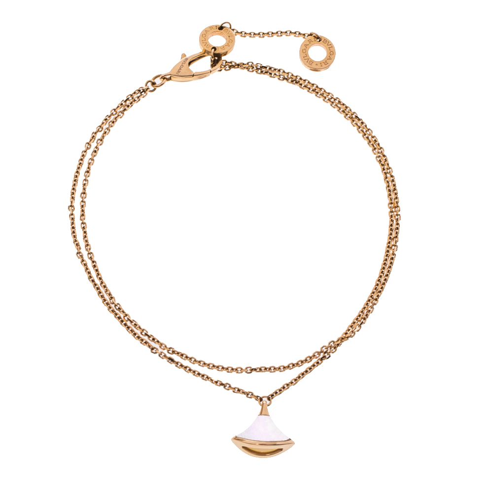 Pre Owned Bvlgari Divas' Dream Mother of Pearl 18K Rose Gold Chain Link Bracelet ML