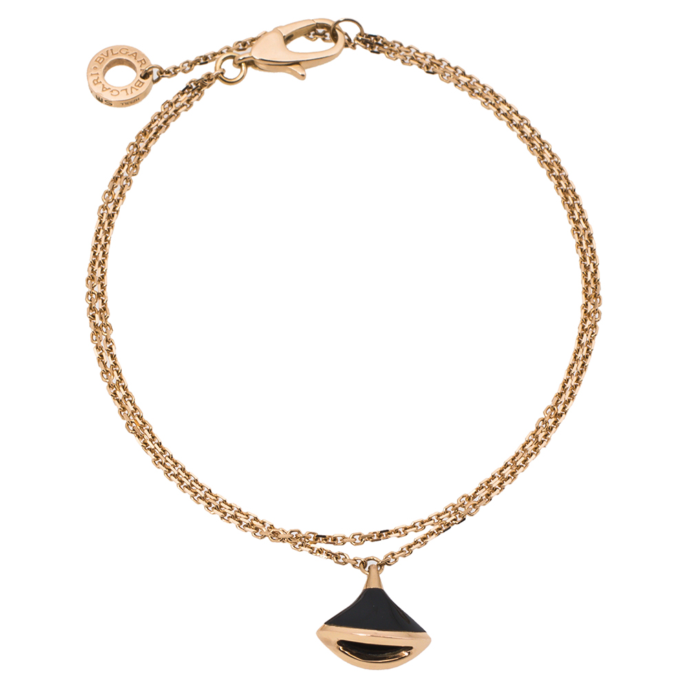Pre Owned Bvlgari Divas' Dream Onyx 18K Rose Gold Bracelet SM