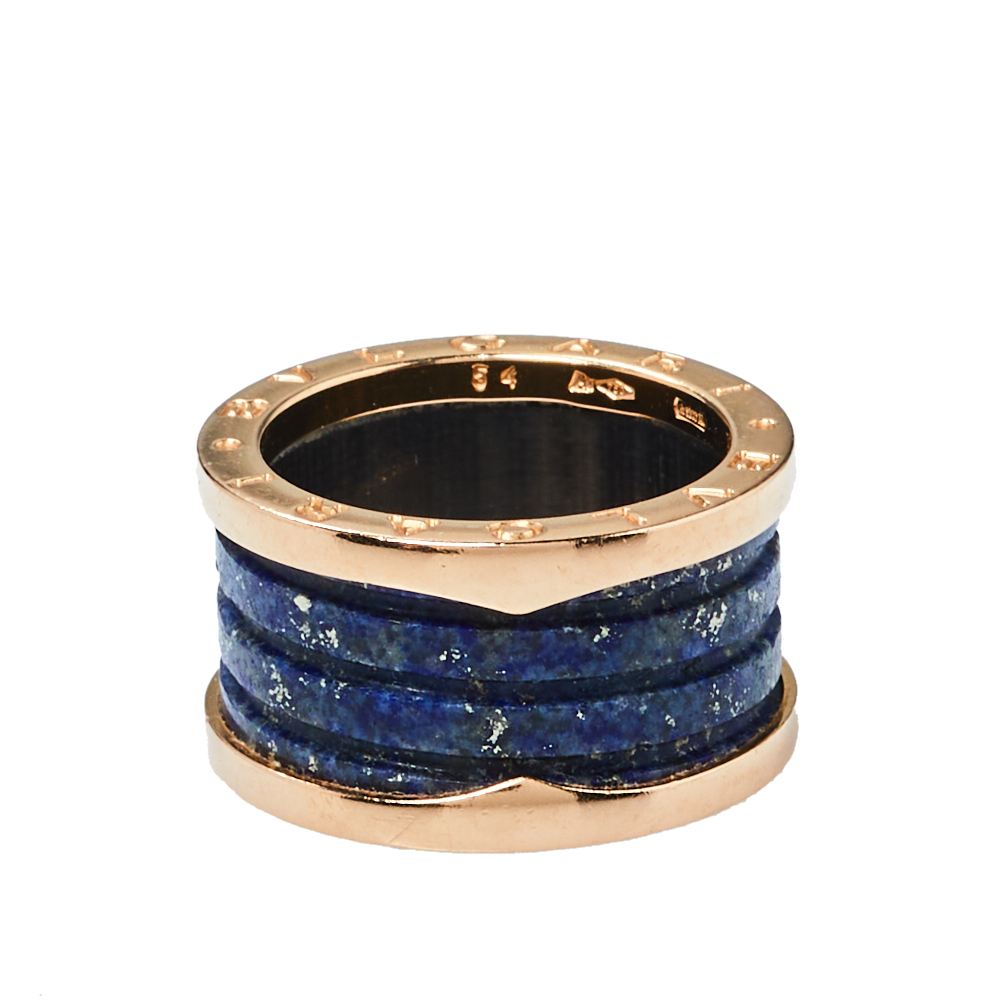 

Bvlgari B.Zero1 Lapis Lazuli 18K Rose Gold Three Band Ring Size