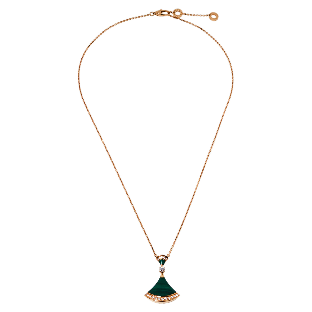 

Bvlgari Divas' Dream Malachite Diamond 18K Rose Gold Pendant Necklace