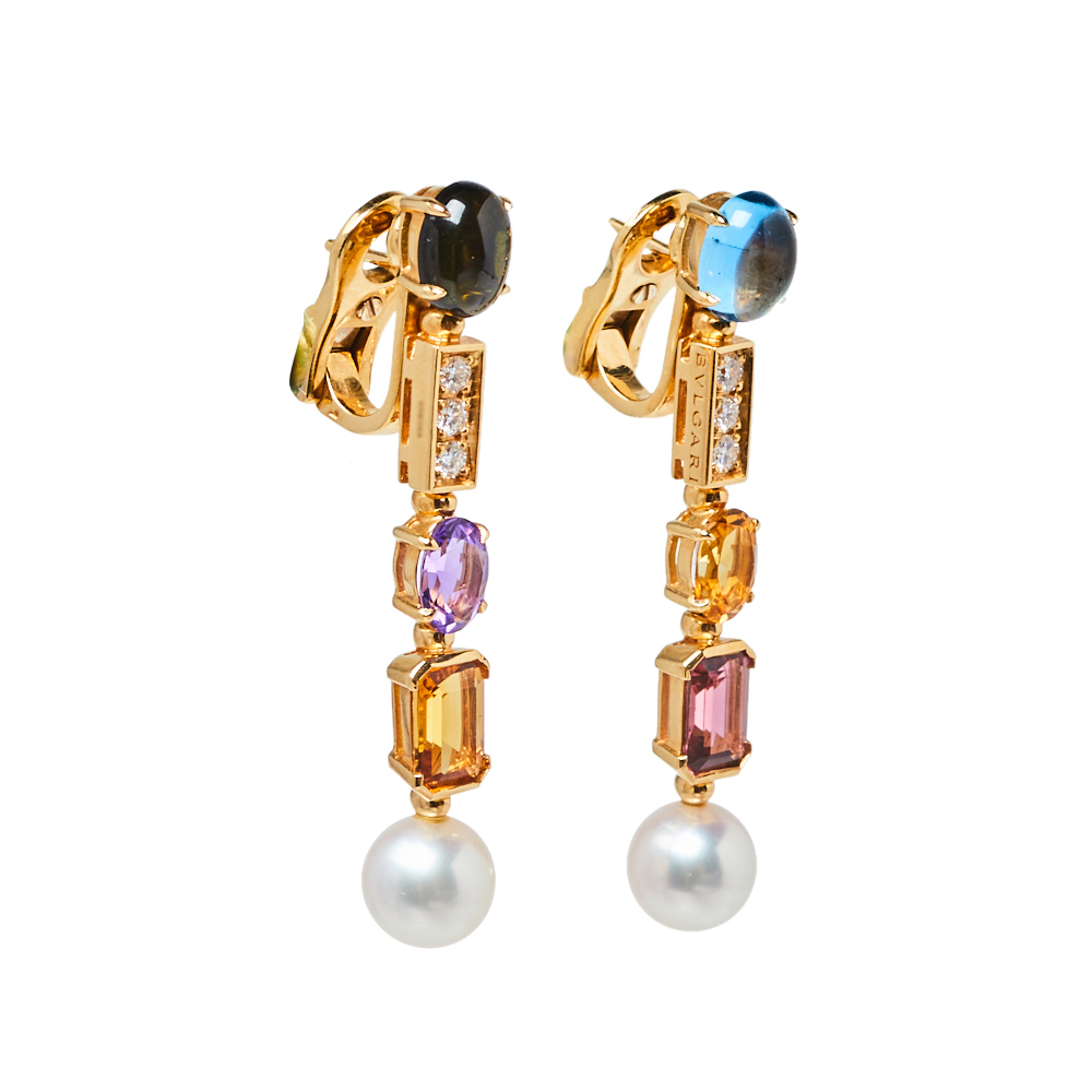 

Bvlgari Coriandoli Allegra Diamond Multicolor Gemstones 18K Yellow Gold Earrings