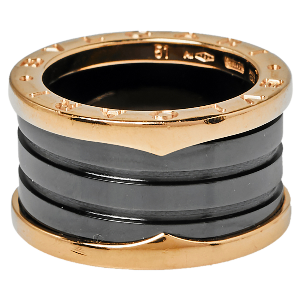 

Bvlgari B.Zero1 Ceramic 18K Rose Gold Ring Size