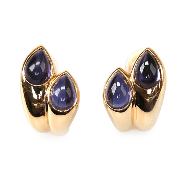 Pre Owned Bvlgari Vintage Amethyst 18K Yellow Gold Earrings