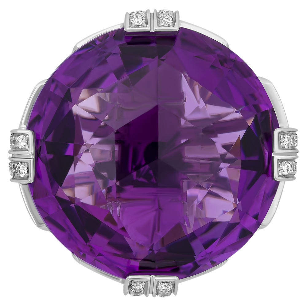 

Bvlgari 18K White Gold Amethyst Parentesti Ring Size EU 52.5