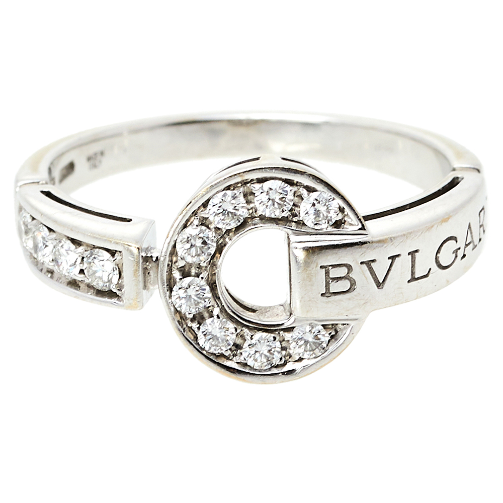 

Bvlgari Bvlgari Pave Diamond 18K White Gold Ring Size