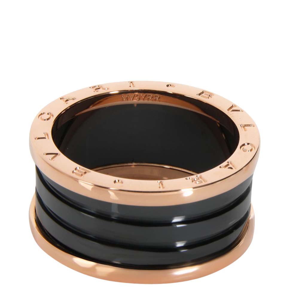 

Bulgari B.Zero 1 Black Ceramic Band 18K Rose Gold Ring Size EU 64