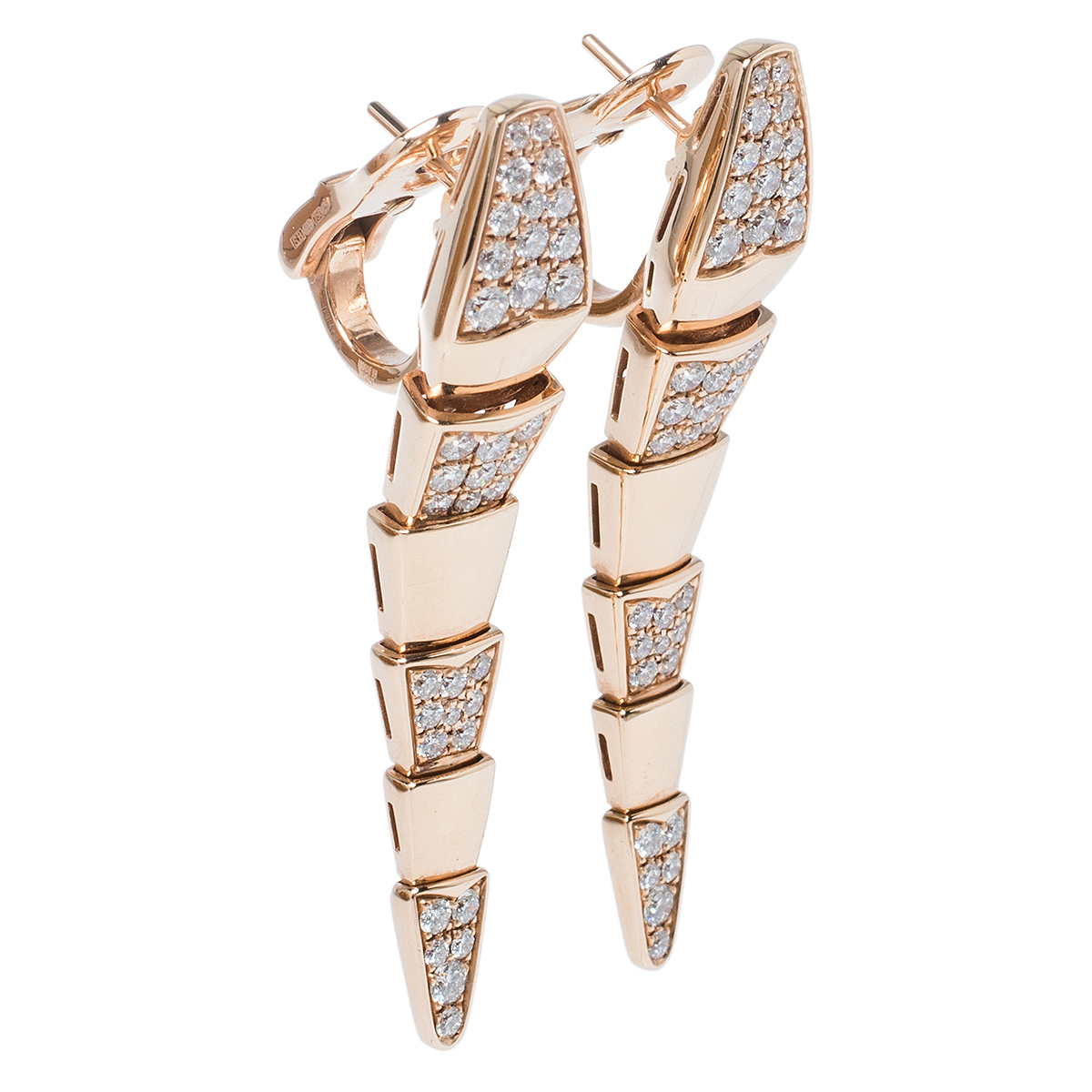 

Bvlgari Serpenti Diamond 18K Rose Gold Long Earrings