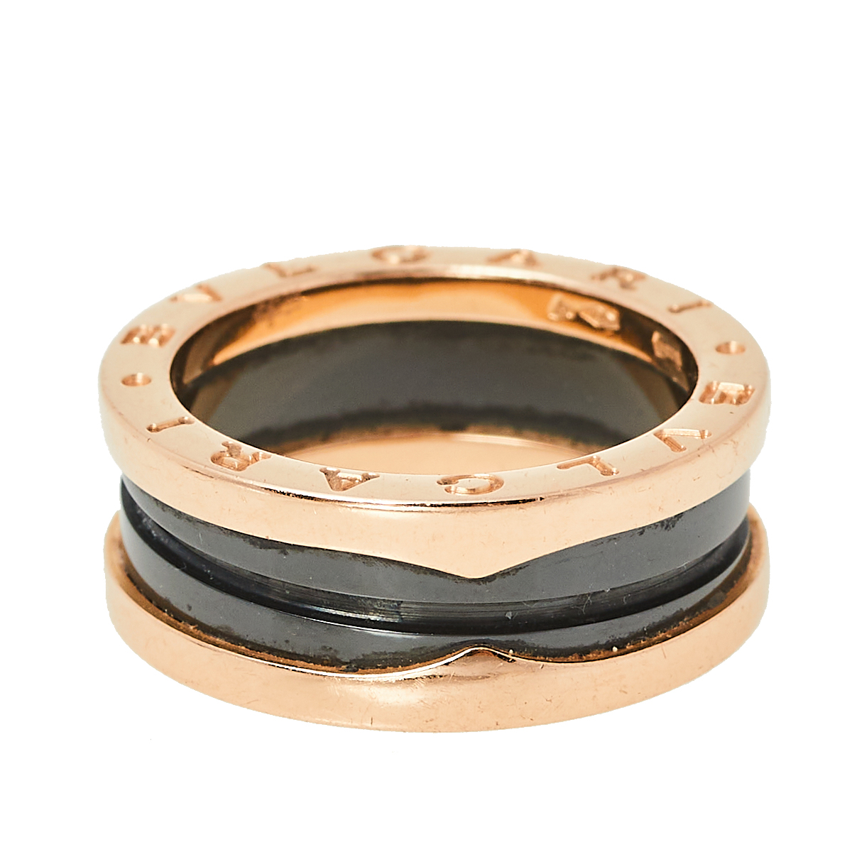 

Bvlgari B.Zero1 18K Rose Gold & Black Ceramic Two-Band Ring Size