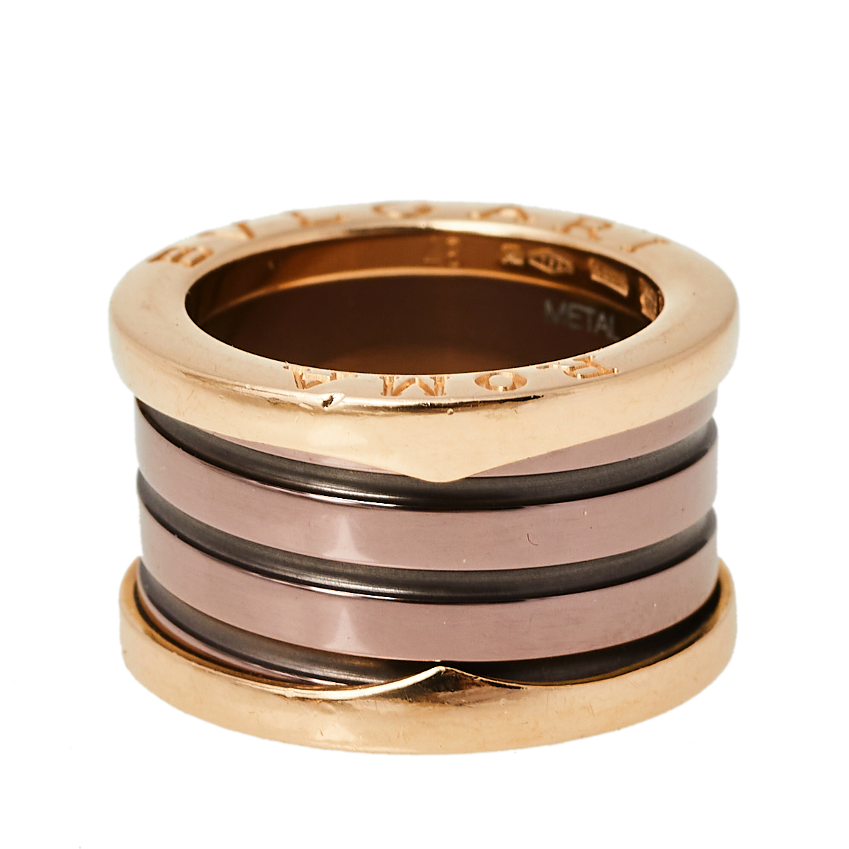 

Bvlgari B.Zero1 Roma Bronze Ceramic 18K Rose Gold 4-Band Ring Size